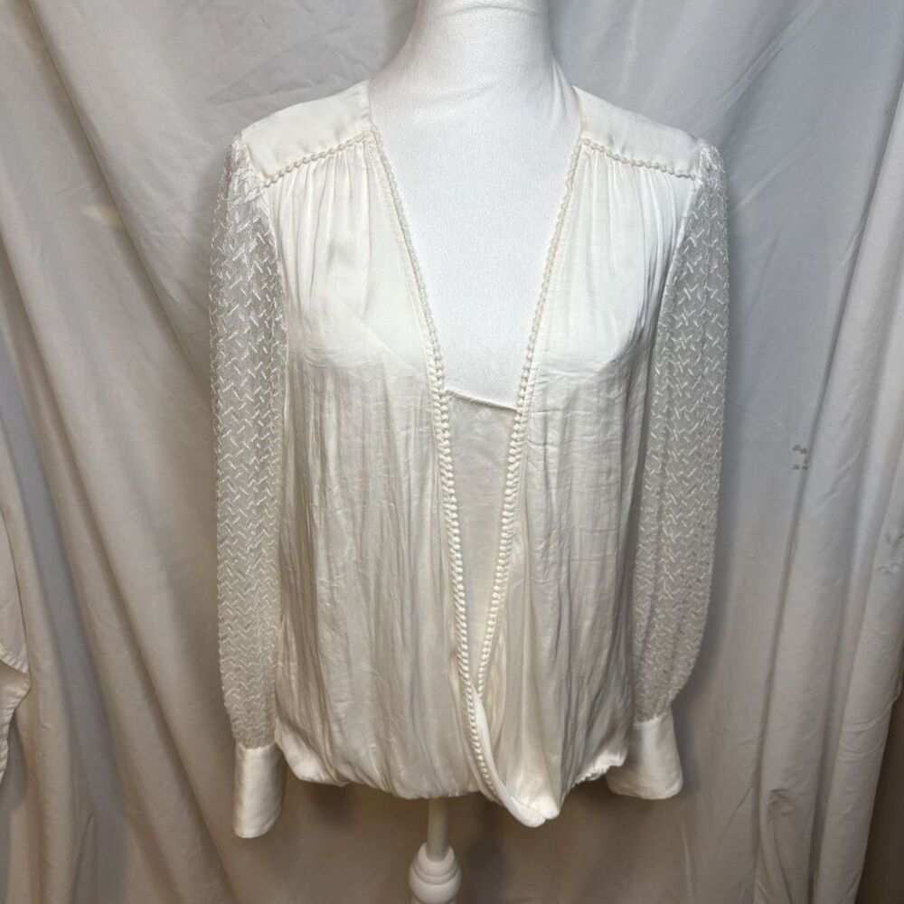 White House Black Market White Lace Boho Layered Blouse Womens Designer